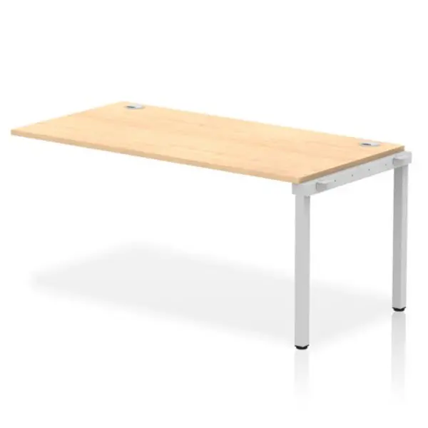 Image of Impulse Bench Single Row Ext Kit 1600 Silver Frame Office Bench Desk Maple