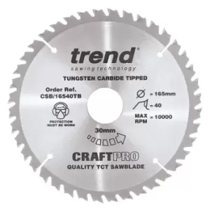 Image of Trend CRAFTPRO Wood Cutting Cordless Saw Blade 165mm 40T 30mm