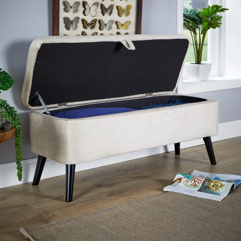 Image of Home Source Carson Buttoned Storage Ottoman Grey