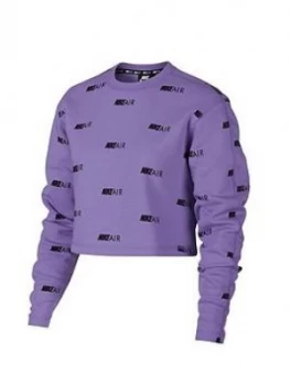 Image of Nike Sportswear Air AOP Crew Sweat - Purple, Size XL, Women