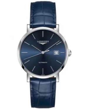 Image of Longines Elegant Automatic Blue Dial Blue Leather Strap Mens Watch L4.910.4.92.2 L4.910.4.92.2