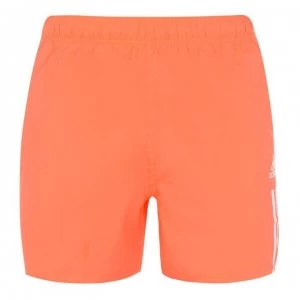 Image of adidas Mens 3-Stripes Badge Swim Shorts - Scarlet/White