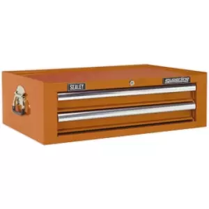 Image of 670 x 440 x 210mm Orange 2 Drawer MID-BOX Tool Chest Lockable Storage Cabinet
