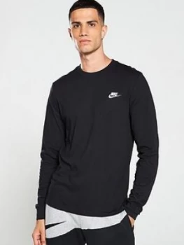 Image of Nike Sportswear Club Long Sleeve T-Shirt - Black
