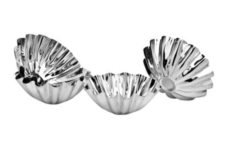 Image of Premier Housewares Tinplate Mould Set Of Four Round Fluted Cake Moulds Silver