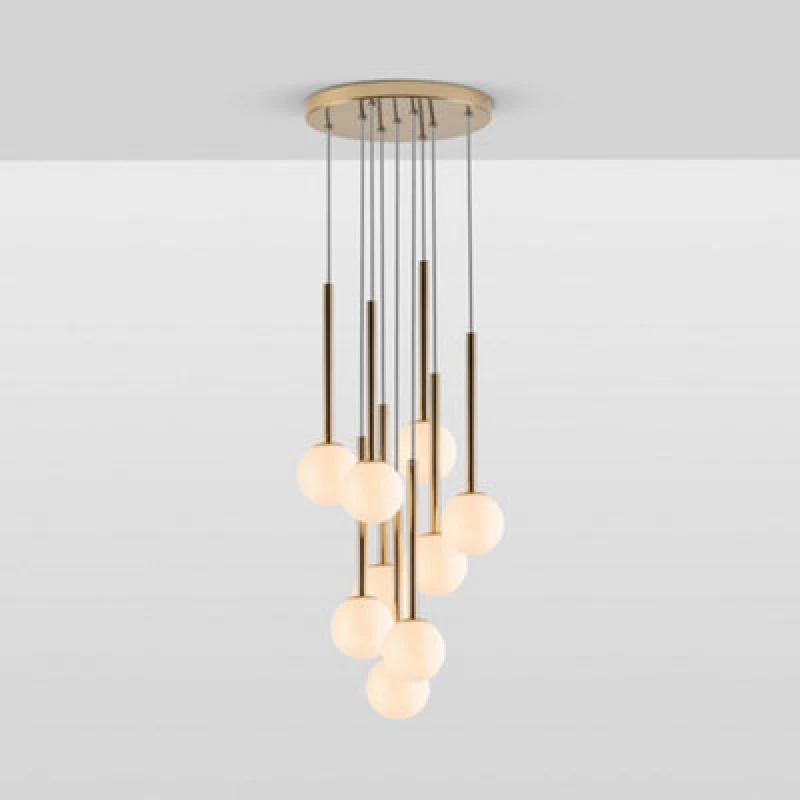 Image of Houseof Houseof Metal & Glass 9 Light Cluster Ceiling Light - Brass