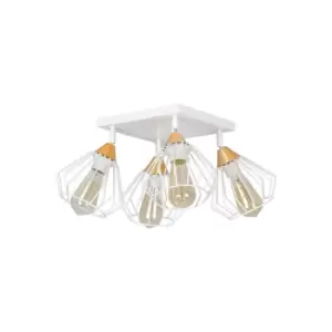 Image of Vesta White Multi Arm Semi Flush Ceiling light Wire Shades 4x E27