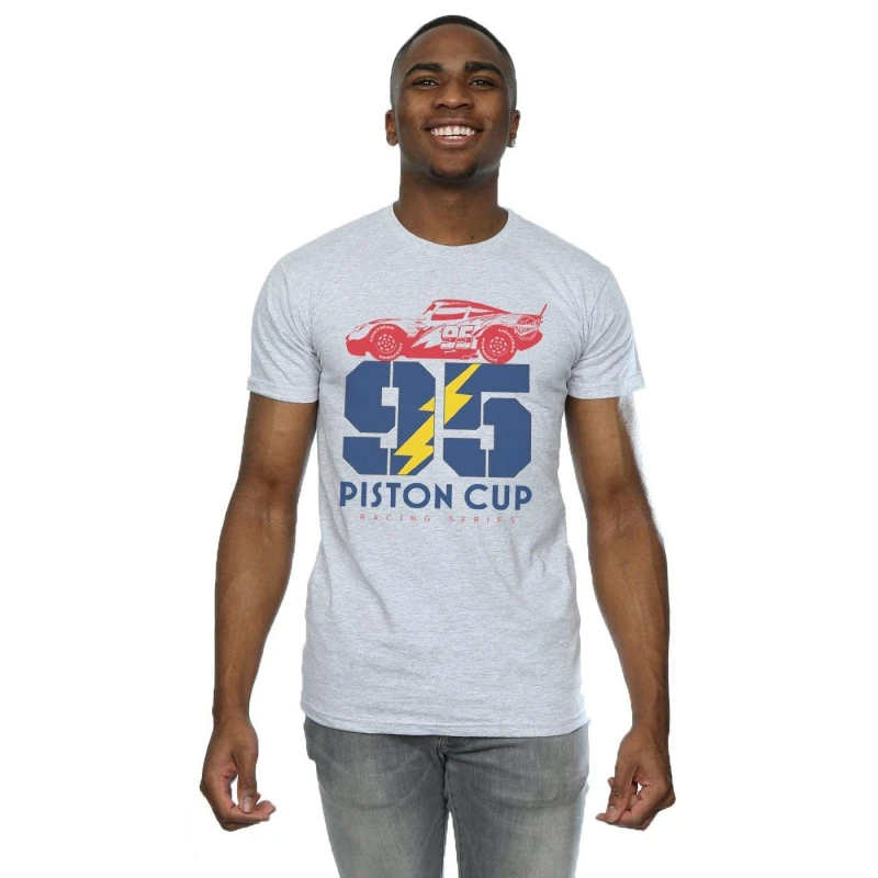 Image of Disney Men Cars Piston Cup 95 T-Shirt in Grey Size: Small Grey S Male 5057245942119