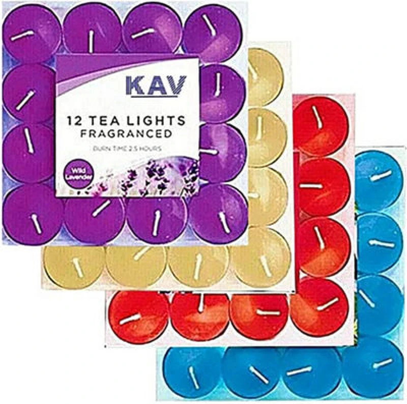 Image of KAV Scented Tealight Candles 5 Fragrances 2.5 Hours Burn Time Each (Pack of 60) Multi