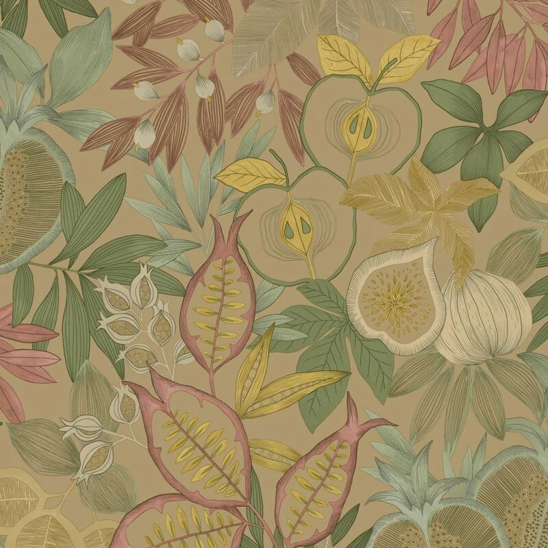 Image of HOLDEN DECOR Holden Decor - Exotic Fruit Metallic Gold Wallpaper Botanical Leaves Stylish WL-13852