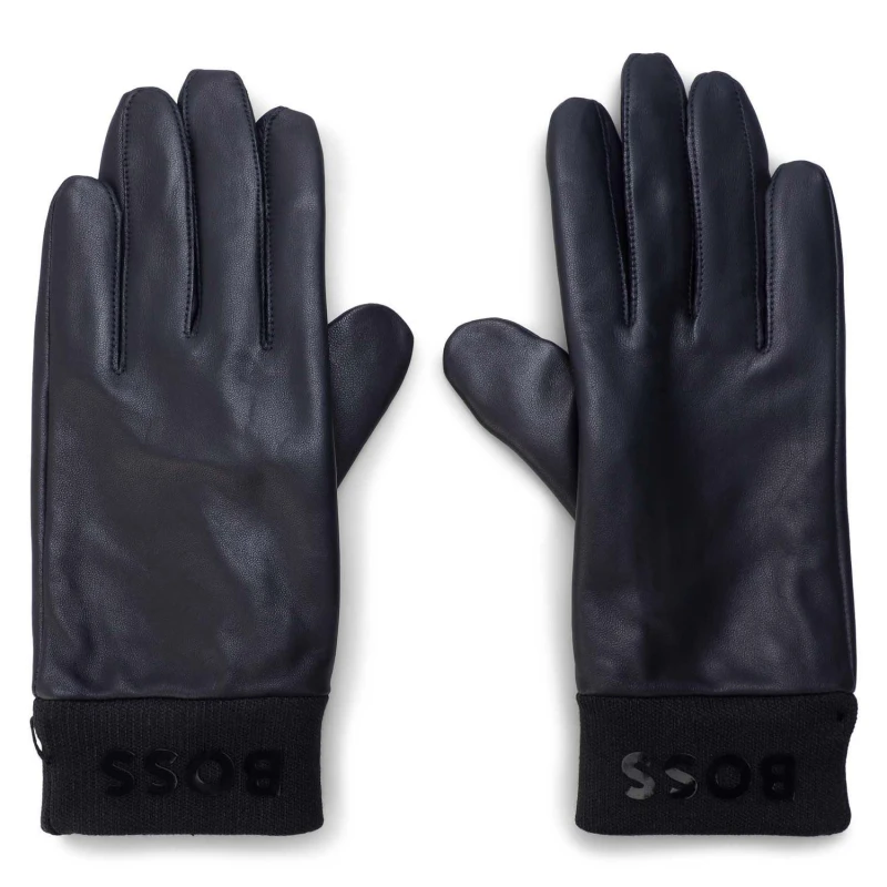 Image of Boss Hyden 1 Leather Gloves Dark Blue male 8