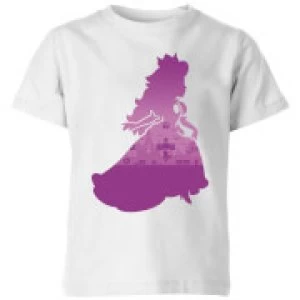 Image of Nintendo Super Mario Peach Silhouette Kid's T-Shirt - White - 5-6 Years