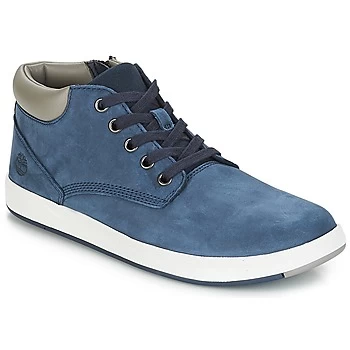 Image of Timberland Davis Square Leather Chk boys's Childrens Shoes (High-top Trainers) in Blue kid,4,5.5