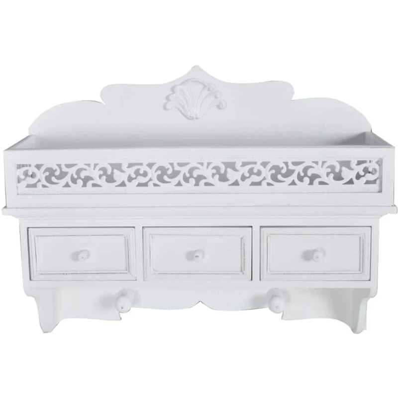 Image of vidaXL Wall Shelf Peg with 3 Drawers 2 Hooks Home Storage Ledge Display Unit