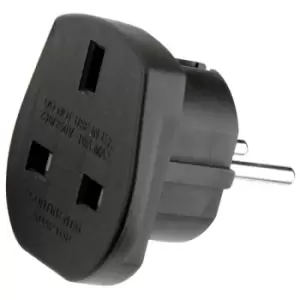 Image of Power Connections 9906-B UK to Schuko Travel Adapter Black