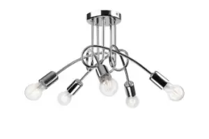Image of Camilla Multi Arm Semi Flush Ceiling Light Chrome, 5x E27