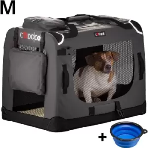 Image of CADOCA Pet Carrier Fabric Dog Cat Rabbit Transport Bag Cage Folding Puppy Crate M - Anthrazit (de)