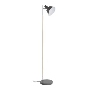 Image of Premier Housewares Bryant Floor Lamp in Wood & Metal - Grey
