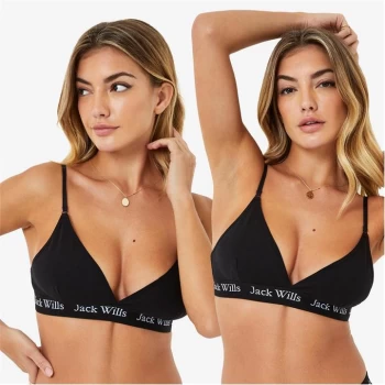Image of Jack Wills Biddstone Multipack Bralette 2 Pack - Black