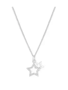 Image of Simply Silver Sterling Silver 925 Cubic Zirconia Double Star Set - Gift Boxed