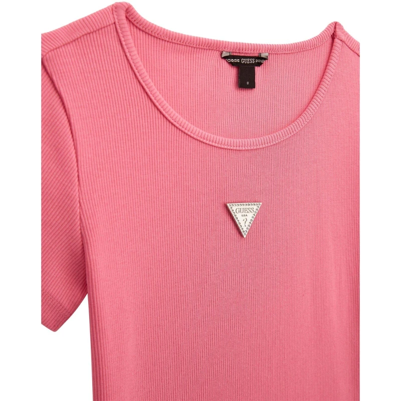 Image of Guess Kids Knitted Logo Slim Fit T-Shirt Pure White female 8Y