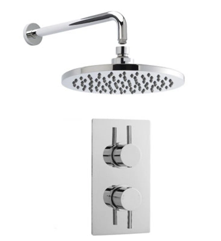 Image of Balterley Shower Bundle Concealed Round Twin Valve Arm Head Kit Chrome in Silver Silver Unisex