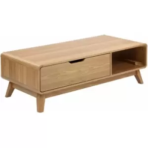 Image of Bo Living - Oak colour Niva Rectangular Coffee Table with storage, W120xD54xH38cm - Oak