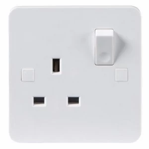 Image of KnightsBridge Pure 4mm 13A White 1G Single 230V UK 3 Pin Switched Electric Wall Socket