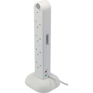 Image of Draper 10 Socket Surge Protected Tower Extension Lead 2m