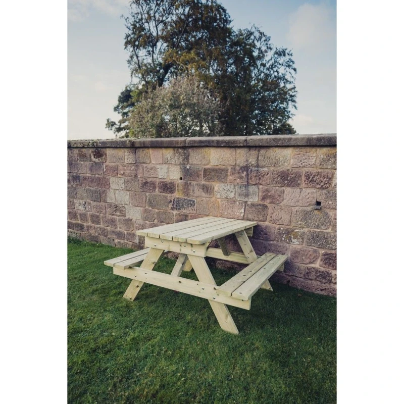 Image of Churnet Valley Garden Furniture Ltd Picnic Table - L139.5 x W143.5 x H76cm - Partially Assembled in Brown Brown Unisex