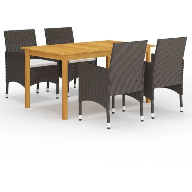 Image of VIDAXL 5 Piece Garden Dining Set with Cushions Brown Vidaxl 8720286851944