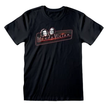Image of Marvel WandaVision - Logo And Faces Unisex Medium T-Shirt - Black