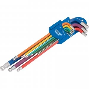 Image of Draper 9 Piece Metric Coloured Extra Long Ball End Key Set