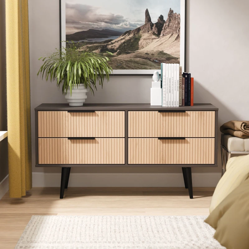 Image of Ready Assembled 2 U Fuji 4 Drawer Bed Box (Ready Assembled) in Grey Grey Unisex