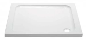 Image of Wickes Square 45mm White Cast Stone Shower Tray - 900mm