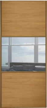 Image of Wickes Sliding Wardrobe Door Wideline Oak Panel and Mirror - 2220 x 762mm