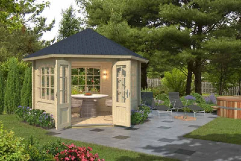 Image of Lasita Maja Ilmenau-Log Cabin, Wooden Garden Room, Timber Summerhouse, Home Office - L420 X W363.7 X H306.7 Cm