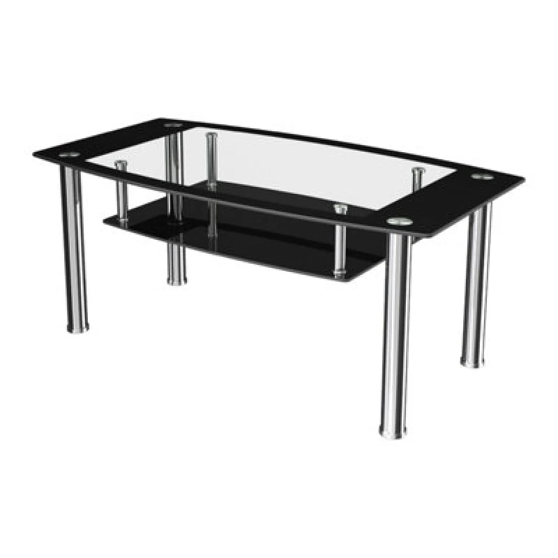 Image of Avf 110Cm X 60Cm Coffee Table - Black Glass & Chrome