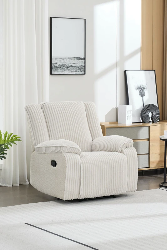 Image of More4Homes Verona Jumbo Cord Manual Recliner Chair (Beige)