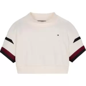 Image of Tommy Hilfiger Global Stripe Mock Neck Top S/S - White