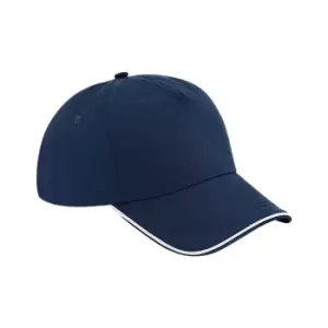 Image of Beechfield Authentic Piped 5 Panel Cap (One Size) (French Navy/White)
