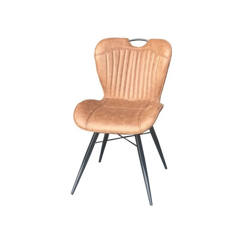 Image of Jaipur Furniture Ltd Dining Fabric Chair with Metal Legs (Set of 2) - Tan/Black - Assembly Required in Brown Brown Unisex