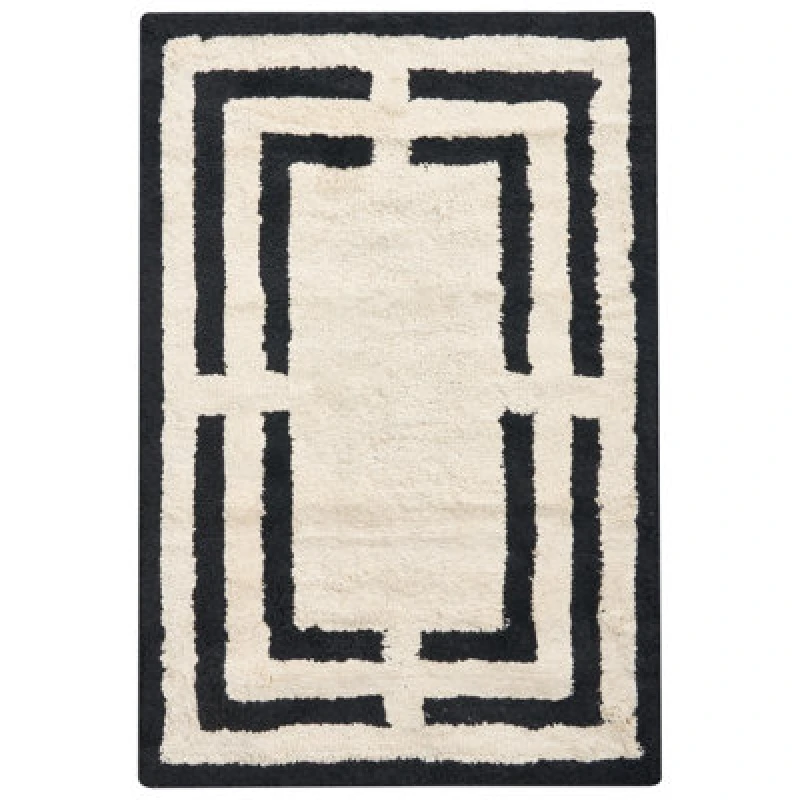 Image of Beliani Bath Mat Risalu Black/ Beige 60 X 90 Cm Cotton