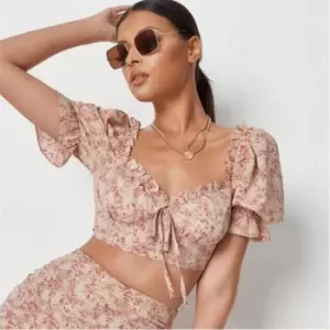 Image of Missguided Floral Milkmaid Skirt - Neutral