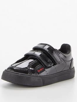 Image of Kickers Tovni Twin Velcro Patent Trainer - Black, Size 6 Younger