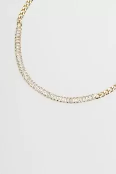 Image of Gold Crystal Baguette Chain Mix Choker Necklace