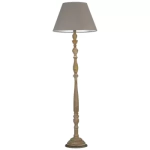 Image of BOUTIQUE Floor Lamp with Tapered Shade Wood, Fabric Lampshade 45x155cm