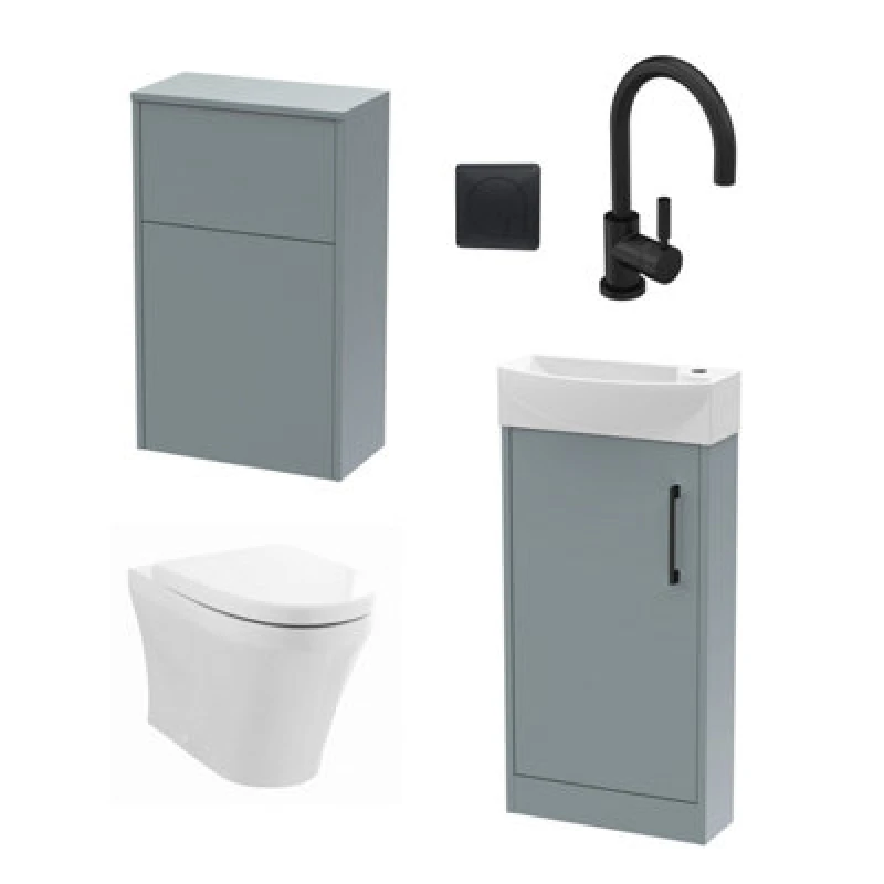 Image of Balterley Cloakroom Left Hand Vanity WC Unit Toilet and Tap Grey Black 440mm Grey