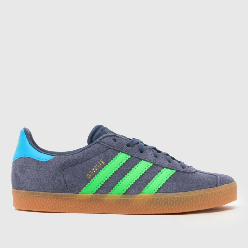Image of adidas Navy & Green Gazelle Boys Youth Trainers Navy & Green UK 3 (EU 35½)