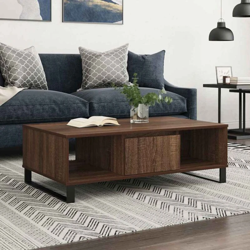 Image of VIDAXL Coffee Table Brown Oak 104x60x35cm Engineered Wood Vidaxl 8720845439071